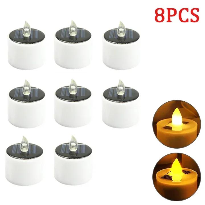 1-72PCS Solar Powered LED Flameless Candles Outdoor Waterproof Lights for Halloween Garden Party Decorations Pathway Lighting