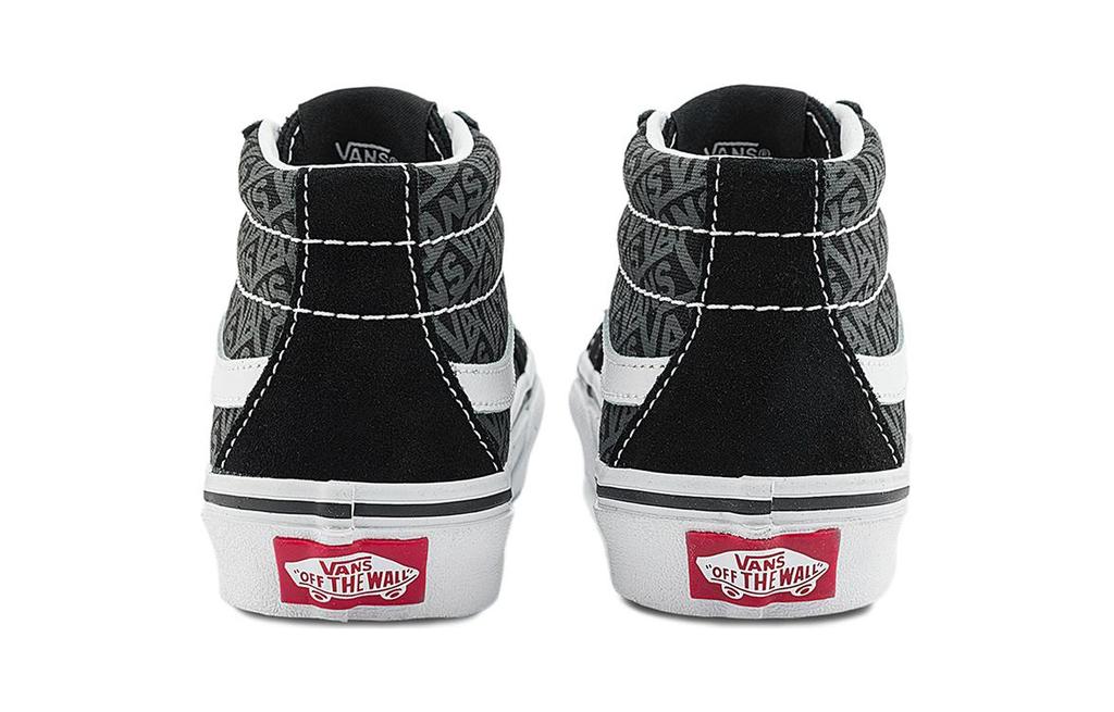 Vans SK8 Cushioning Abrasion Resistant Cushioning, Wear Resistant Mid Top Kids' Skateboarding Shoes Black Gray VN000BVP6BT