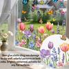 Glasdekal Dra och klistra Statisk Fönsterfilm Livfull Färg Vårblommor Fjärilar Mönster Fönsterdekal Heminredning