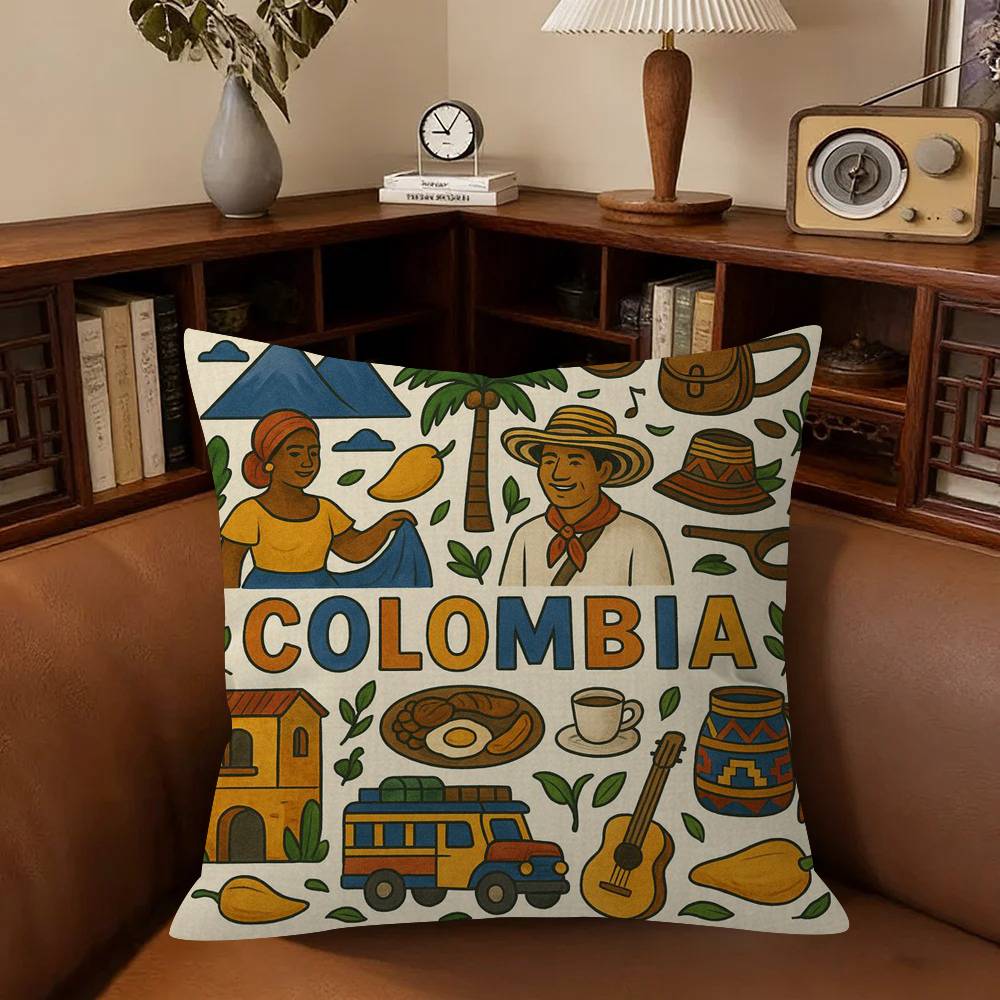 Vintage Landscape Colombia Pillowcase Toon Gift Cushion Cover Bedroom Home Sofa Chair Seat Decor Pillow Case