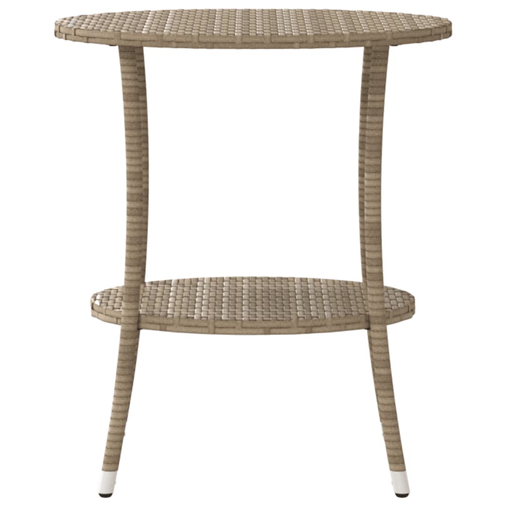 Garden Armchair Set 2 Pieces Adjustable with Table Beige Poly Rattan