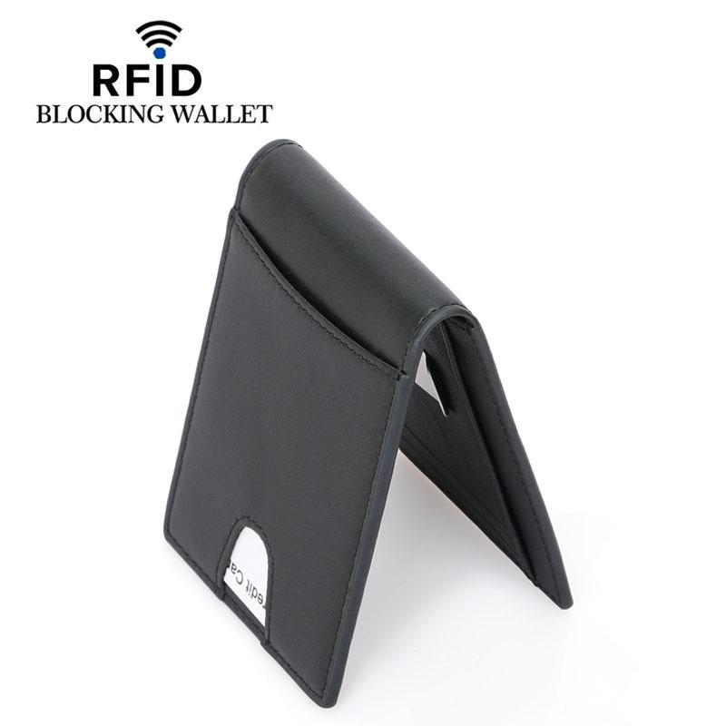Men's RFID Anti-theft Dollar Clip Leather Wallet
