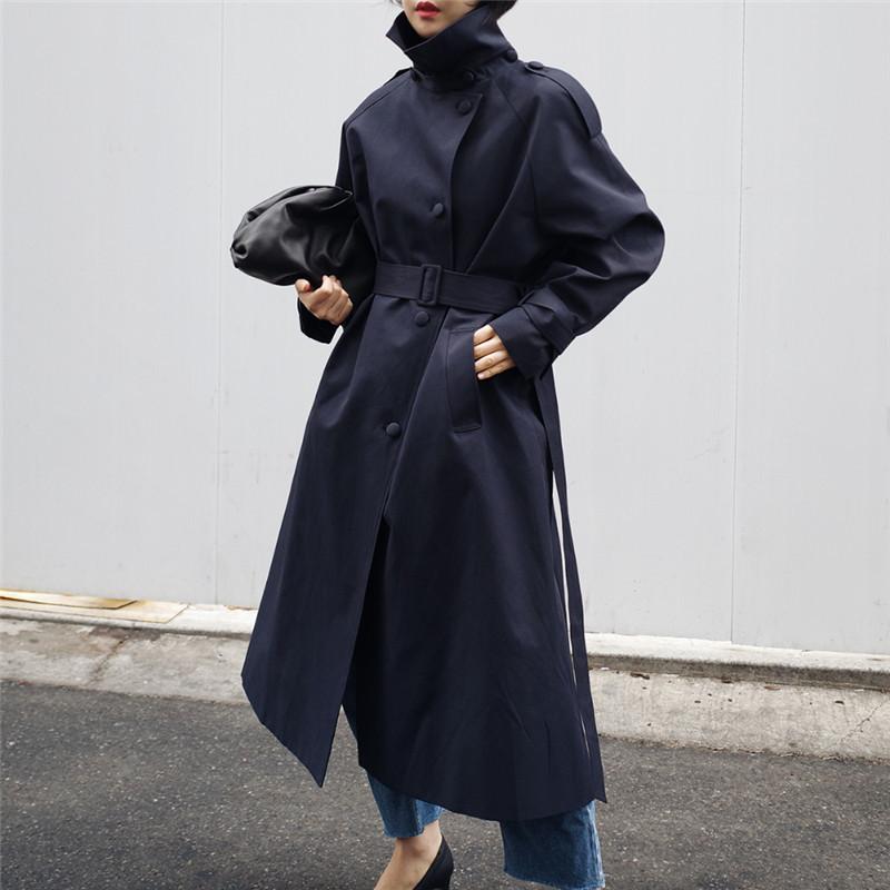 

Средний и длинный корейский вариант тренча, женская модная классическая свободная повседневная куртка со шнуровкой на талии XL