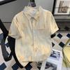 Ink Tie-Dye Cardigan Short Sleeve Shirt for Men, Thin Summer Ice Silk Quick-Dry Half Sleeve Turn-Down Collar Shirt Jacket