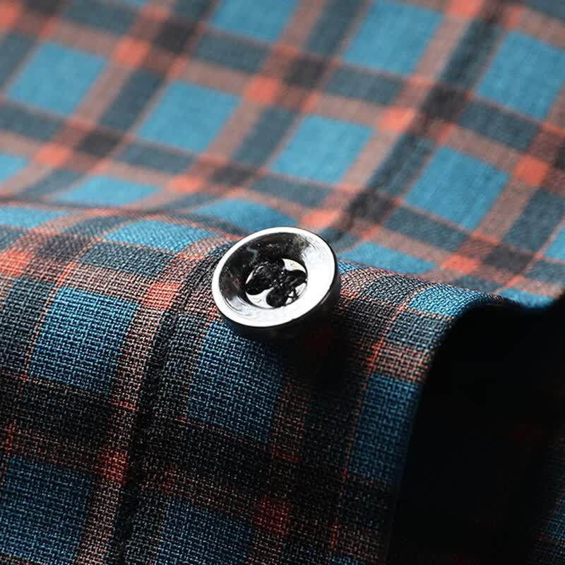 Hengyuanxiang Men's Long-Sleeve Casual Business Plaid Shirt