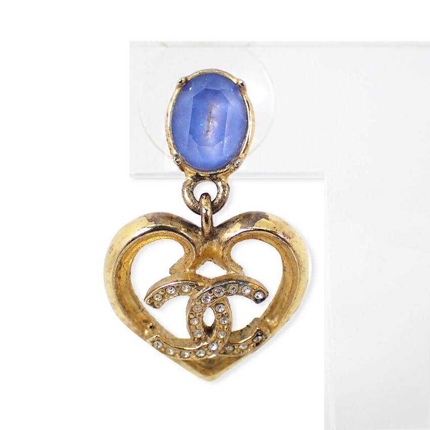 

[Pre-owned] CHANEL Coco Mark Rhinestone Earrings (single) / j19-40
