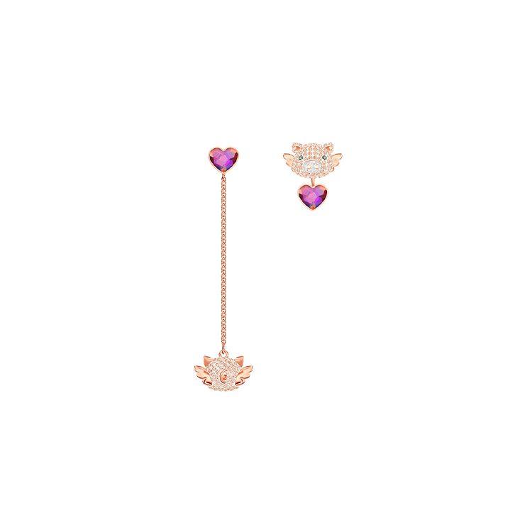 Swarovski Little Pig Flying Cute Pig Asymmetrical Design Earrings Women earrings Rose-Gold 5457336 Box (Random Color)