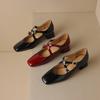 Genuine Leather Black Wine Red Women Pumps Med Heel Small Big Size 31 48
