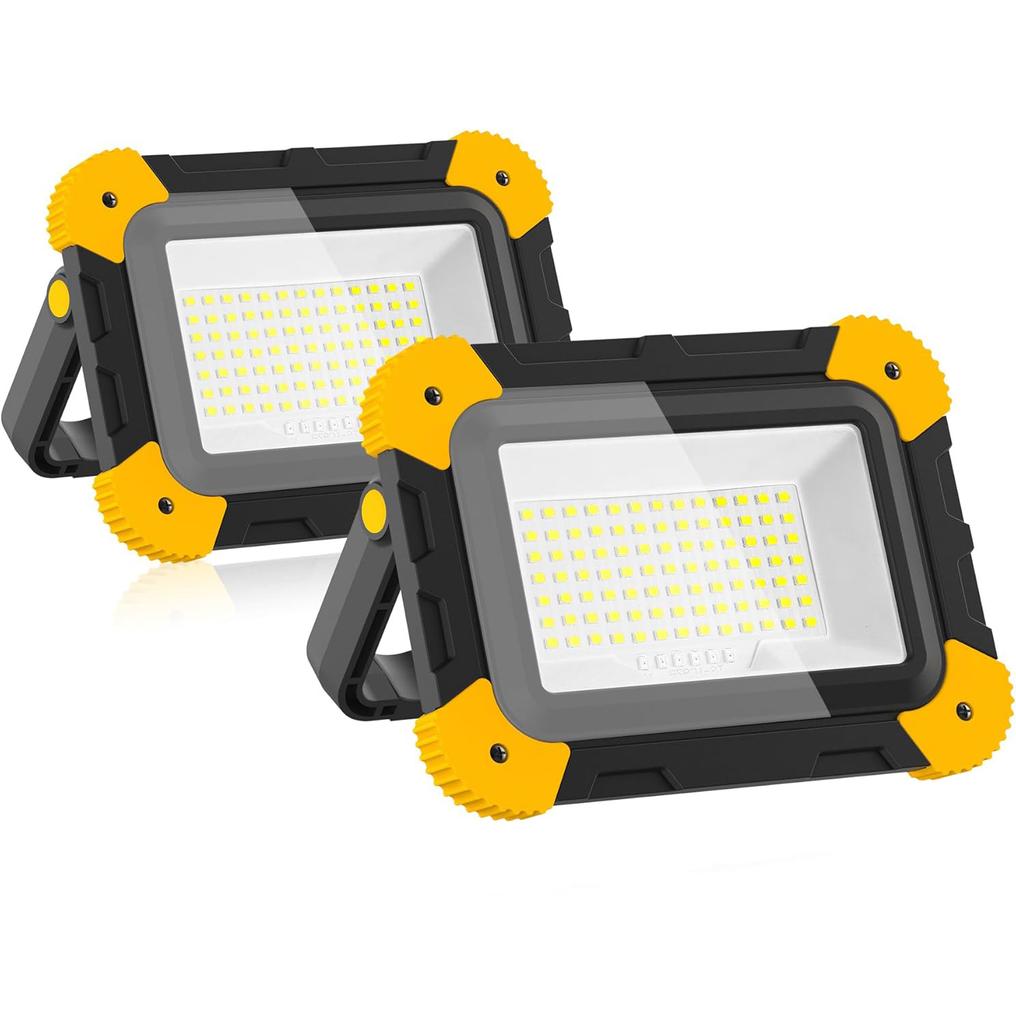 LED Work Spotlight 5 Mode Portable Construction Flood Light Rechargeable Camping Lamp for Site Garage Workshop Fishing Emergency