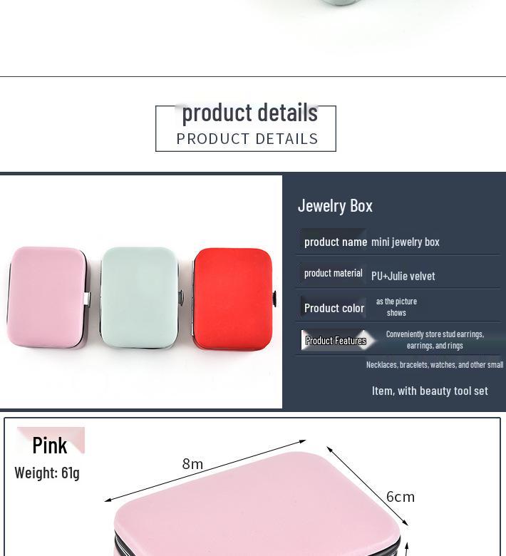 Compact PU Jewelry Organizer for Earrings and Ear Studs - Portable Storage Box