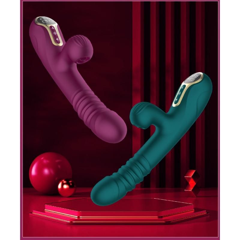 Multi-functional Telescopic Vibrator Intelligent Display Fast Piston Heating Sucking Tongue Licking Masturbator