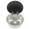 RV Sink Single Bowl Stainless Steel Hand Wash Basin Sink with Tempered Glass Lid for Caravans Camper