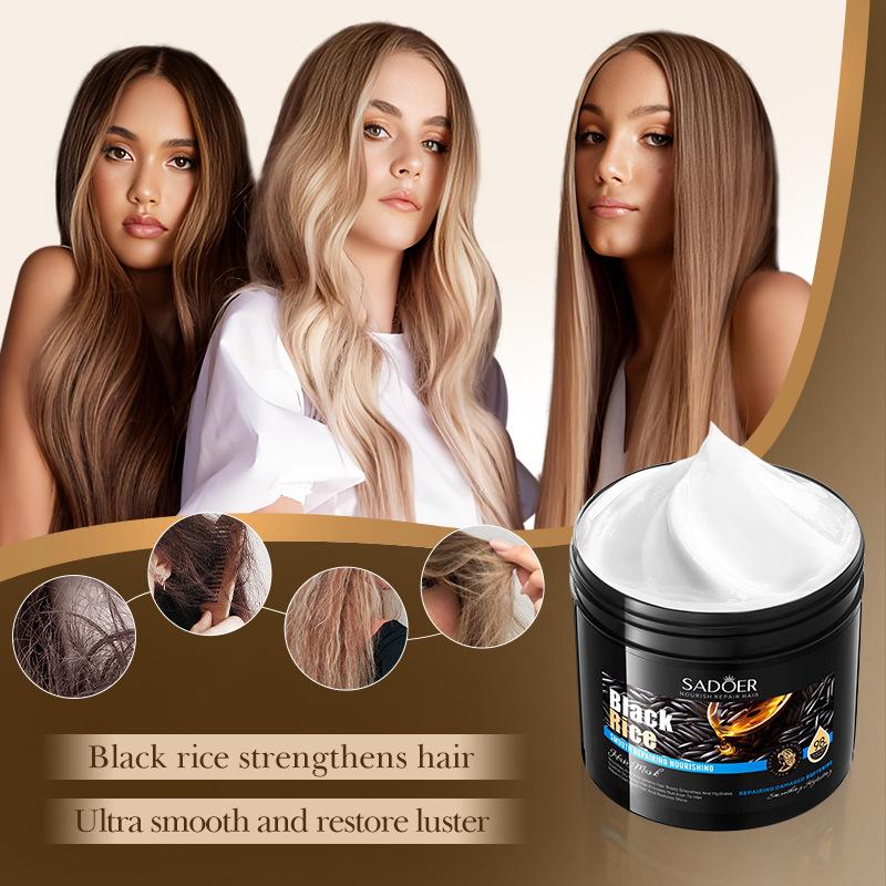 Black Rice Crumb Removal Softening Conditioner SADOER Anti-Broken Hair Nourishing Hair Mask