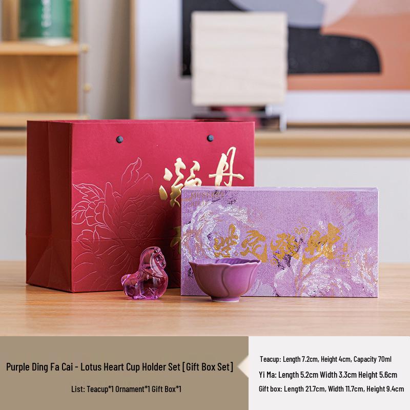 Purple Horse Teacup Ornament: Lucky New Year Gift & Exquisite Home Companion