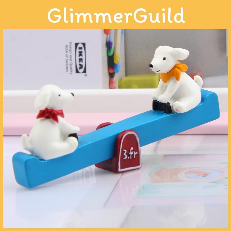 Resin Decor Garden Cartoon Puppy Seesaw Ornament For Kids Home And Use Gifts