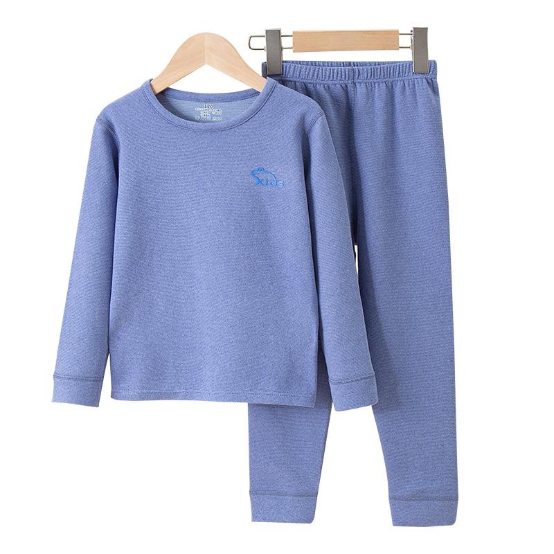 2025 Autumn/Winter Children's Double-Sided Brushed Wool Silk Warm Underwear Set for Boys and Girls