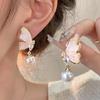 Elegant Zircon Pearl Crystal Butterfly Earrings Exquisite Shinny Flower Butterfly Earrings for Women Party Fashion Jewelry