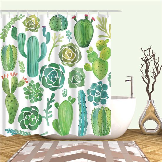 Tropical Cactus Plant Pineapple Shower Curtains Bathroom Curtain Cortina Ducha Frabic Waterproof Polyester Bath Curtain
