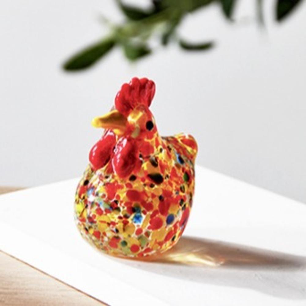 Home Decor Glass Chicken Figurines Hand Blown Turkey Sculpture Cock Miniatures  Photography Props