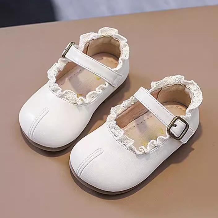 Girls' Leather Shoes Spring and Autumn Xiaoxiangfeng Princess Style Children's Comfortable Soft Sole Fake Split-toe Single Shoes Lace Mary Jane Shoes