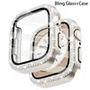 Bling Glass+Cover For Apple Watch Case 44 45mm 41mm 40 42mm 44mm Diamond bumper+Screen Protector for Series 11 10 9 8 7 5 6 SE