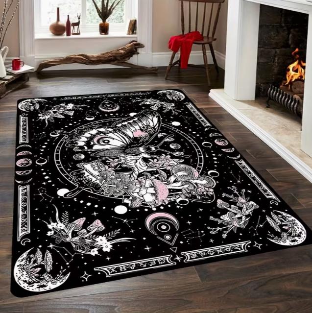 Butterfly Flower Floor Mat Anti Slip Fiber Carpet Living Room Bedroom Kitchen Door Mat Coffee Table Floor Mat Home Decoration