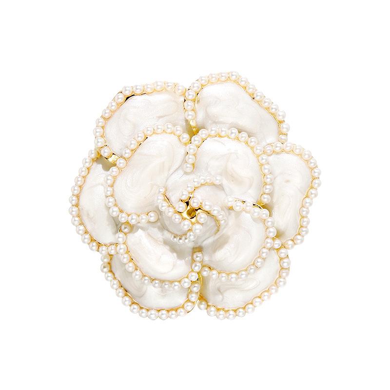 Professional Amasht Pearl Camellia Corsage Women'S Temperament Small Fragrant Brooch Retro Suit Sweater Pin