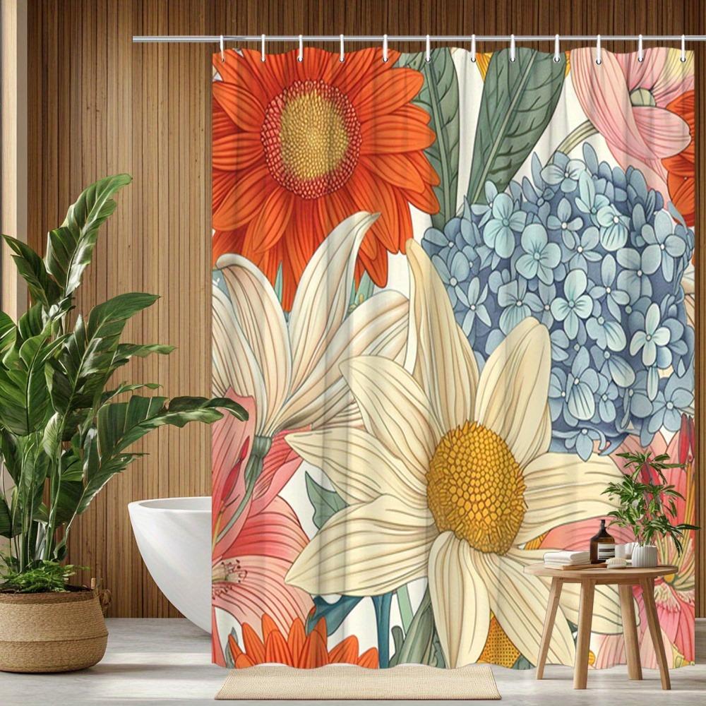 

Modern Printed Fashionable Flowers Shower Curtain Washable Dirt-Resistant Shower Head Waterproof Polyester Bath Curtain W60H190(CM)-1 Pcs