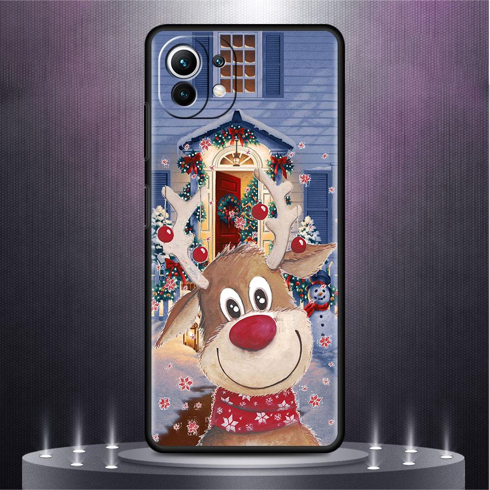 Christmas Red Nose Cute Elk Case For Xiaomi Mi Poco X3 NFC M4 M3 Pro F3 GT F1 11 Lite Note 10 11T 10T 9T Back Soft Phone Cover
