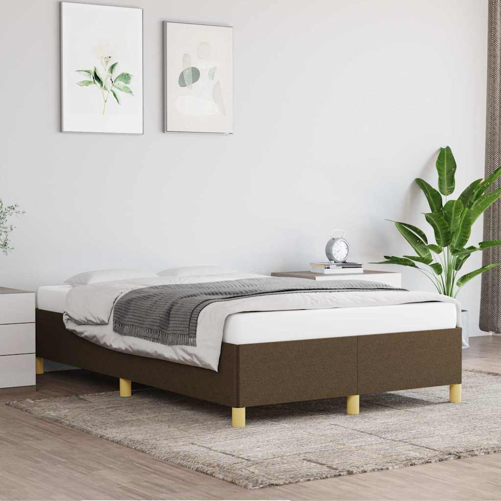 Bed Frame without Mattress Dark Brown 120 x 190 cm Fabric