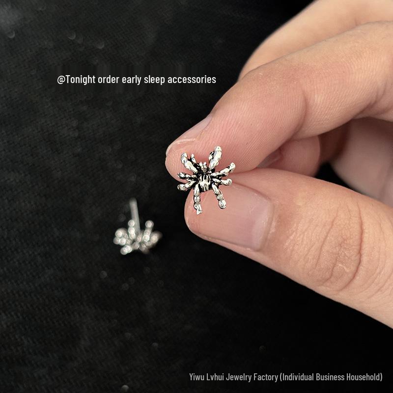 2025 Trendy 925 Sterling Silver Spider Stud Earrings - Punk Gothic Fashion Accessory