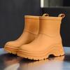 Rain Shoes Short Tube Women's Non-slip Waterproof Shoes Fashionable Adult Outdoor Water Boots Kitchen Rubber Shoes Warm Thick-soled Rain Boots Women