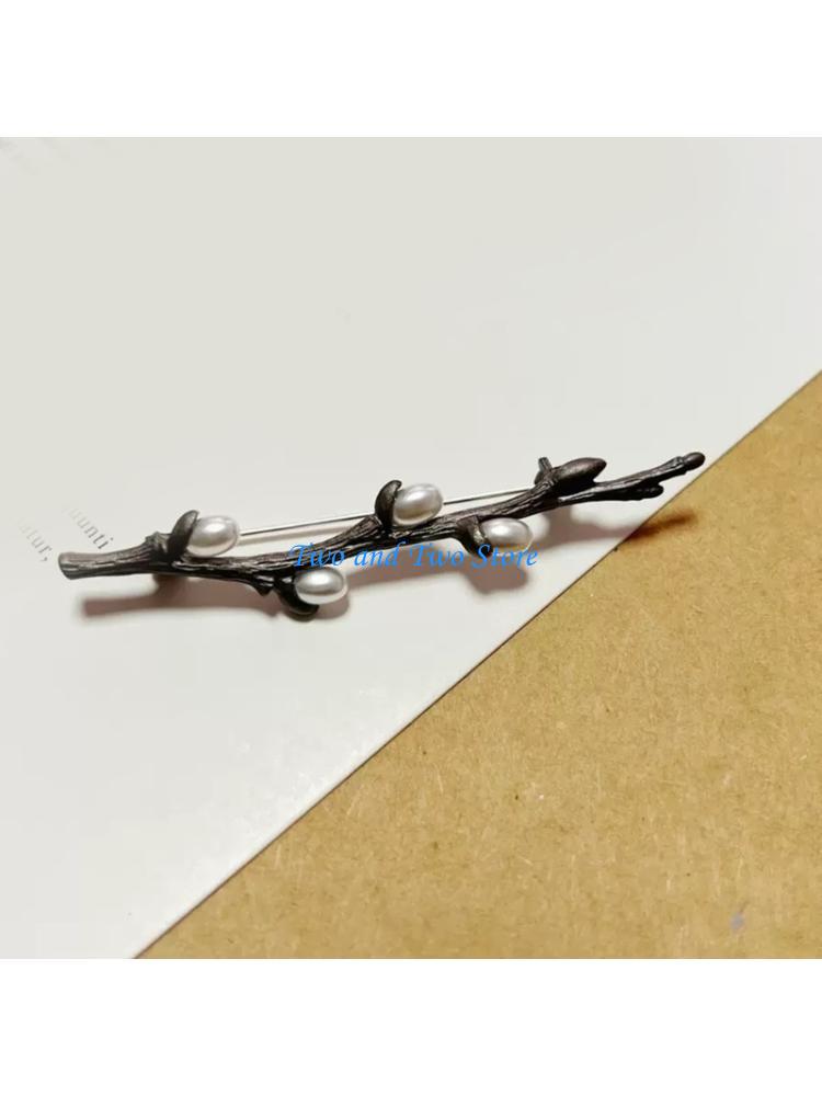 HX6F Plum Tree Branch Brooch Strong Alloy Corsage Pin Jewelry For Weddings Parties CN