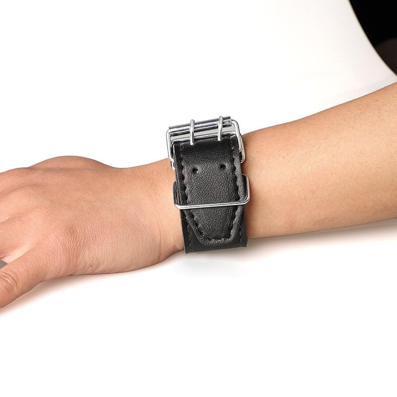 Fashion Casual Wristband Personalized PU Leather Watchband Men Women Trendy Hip-Hop Double-Row Buckle Wristband Watchband Strap