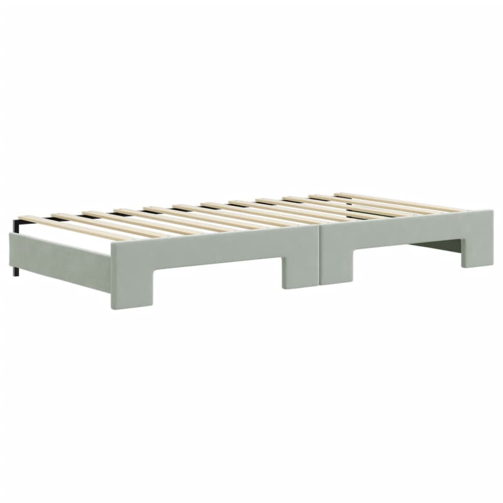 Pull Out Daybed Light Grey 100x200 cm Velvet