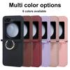 Cross Grain Leather Ring Phone Case for Samsung Galaxy Z Flip 6 5 4 3 Flip5 Flip4 Flip6 Wallet with Card Holder Shockproof Cover