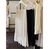 French glossy satin pleated fishtail skirt elegant temperament high waist pleated A-shaped skirt high-end long skirt