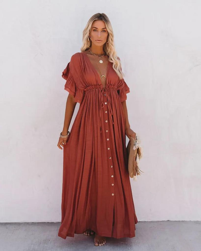 2023 Solid Color Beach Cover-Up Long Skirt & Sunscreen Shirt for Hawaiian Vacation