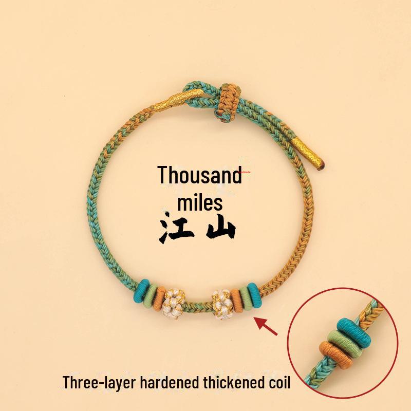 Qianli Jiangshan Handwoven Bracelet: Colorful, National Style, Large-Hole Beads
