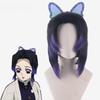 Japansk Anime Demon Slayer: Kimetsu No Yaiba Kochou Shinobu Cosplay-peruk Kochou Shinobu Lila Svart Hårperuk Kostymer + Hårnål
