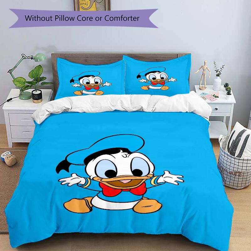 3pcs Cute Donald Duck Printed Quilt Set Soft and Comfortable Quilt Cover for Bedroom, Guest Room W014
