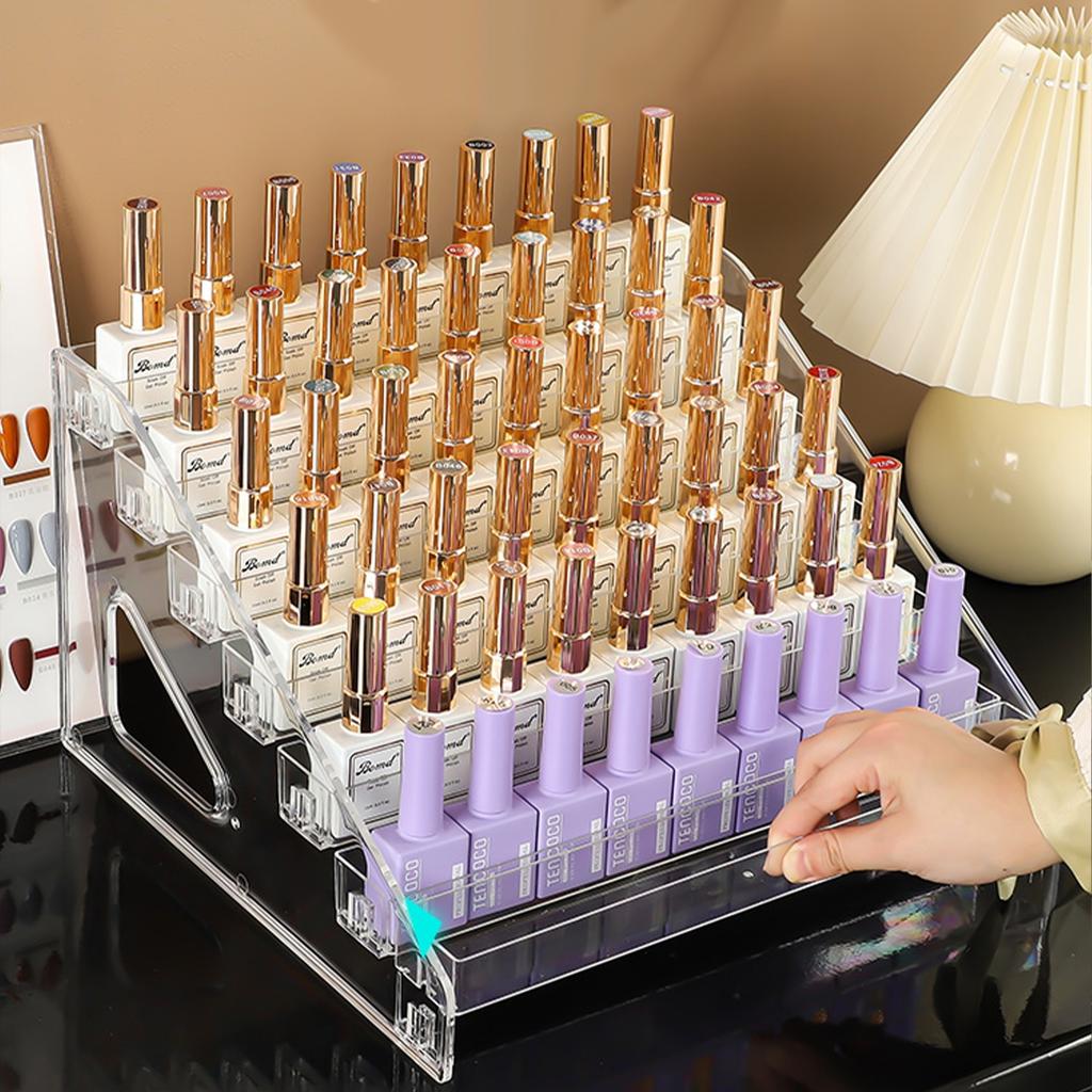 1pc Manicure Tools Nail Polish Display Rack, Nail Polish Glue Storage Box, Nail Shop Eye Shadow Cosmetics Desktop Organizer