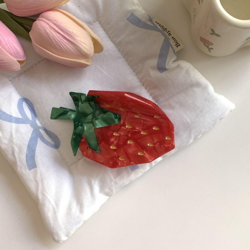 Strawberry Cartoon  Hair Claw Pitaya Acetic Acid Shark Clip Personalized Fruit Hair Grab  Girls