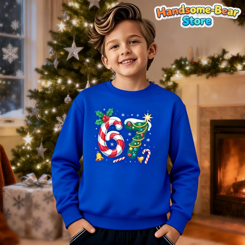 Kinder Herbst Winter Oberteil Weicher Rundhals Hoodie Santa Spruch 6 7 Einzigartig Lässig Feiertagsparty Pullover Sweatshirt Kinderkleidung