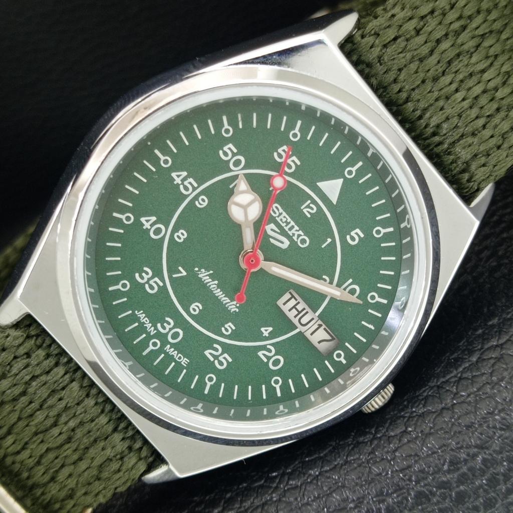 

JAPAN VINTAGE REFURBISHED SEIKO 5 AUTOMATIC 6309A MENS GREEN WATCH a442238-1