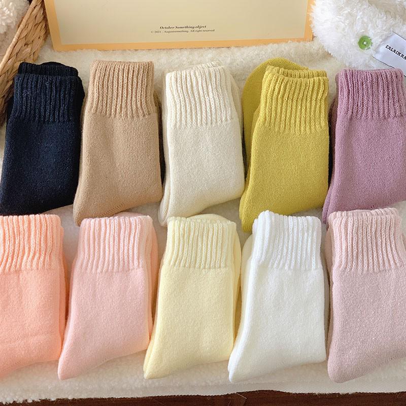 Women's Terry Fluffy Mid-Calf Socks - Thick, Warm, Imitation Cashmere for Autumn & Winter Versatility