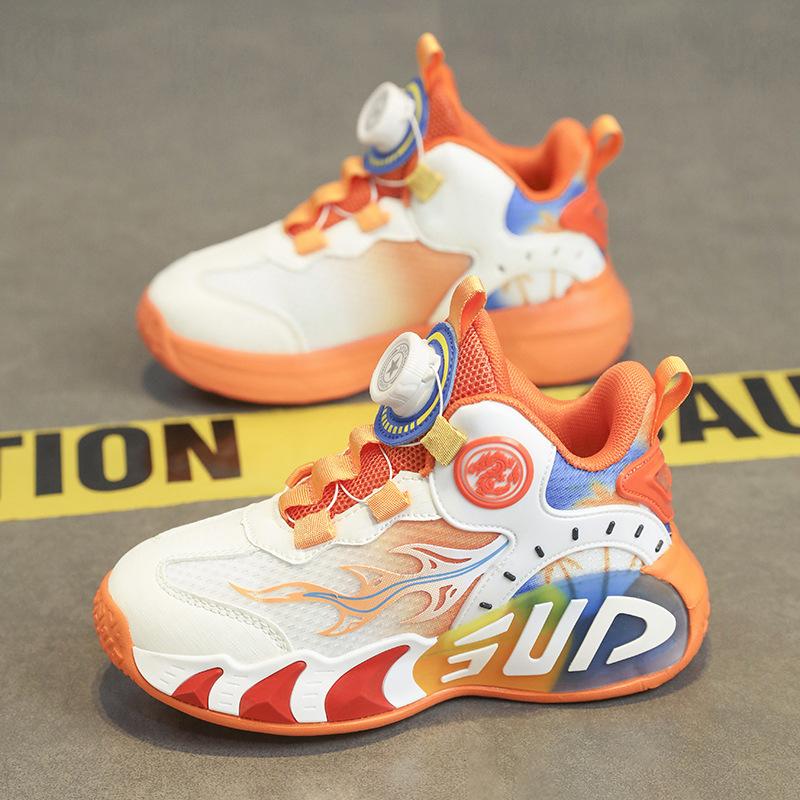 

2025 summer new boys shoes non-slip and wear-resistant basketball shoes children s sports shoes medium and older children s mesh running shoes 28