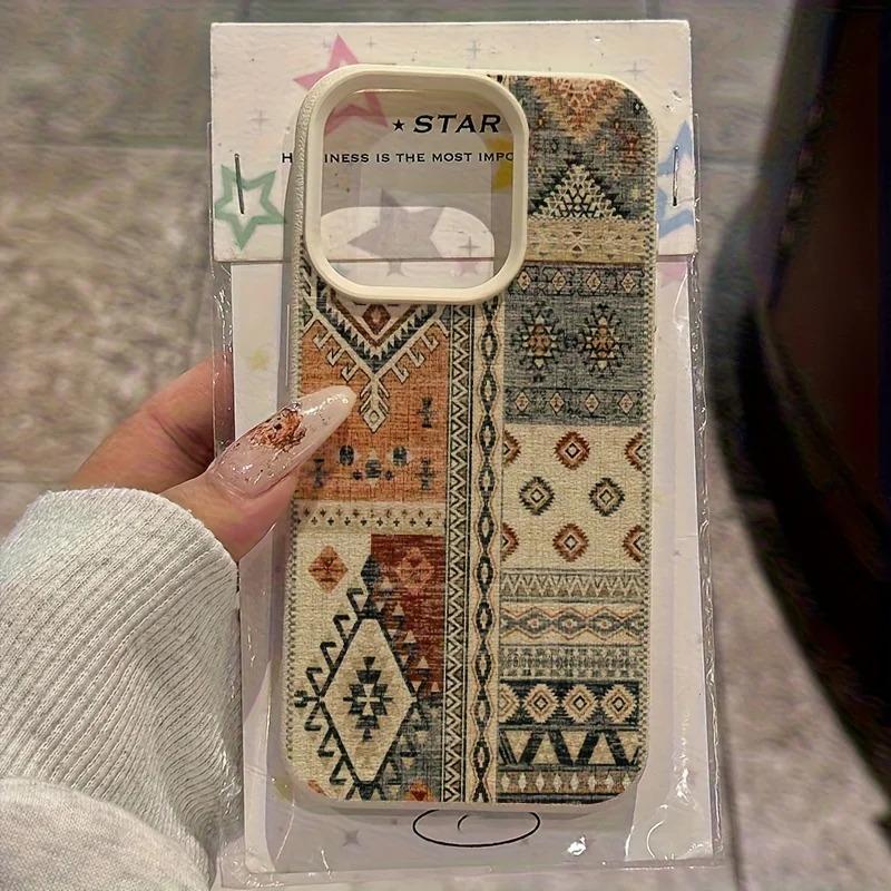 

Retro Bohemian Geometric Patchwork Phone Case for iPhone 17 16 15 14 13 12 11 Series Pro Max Plus Double Layer Protection iphone 17 Pro