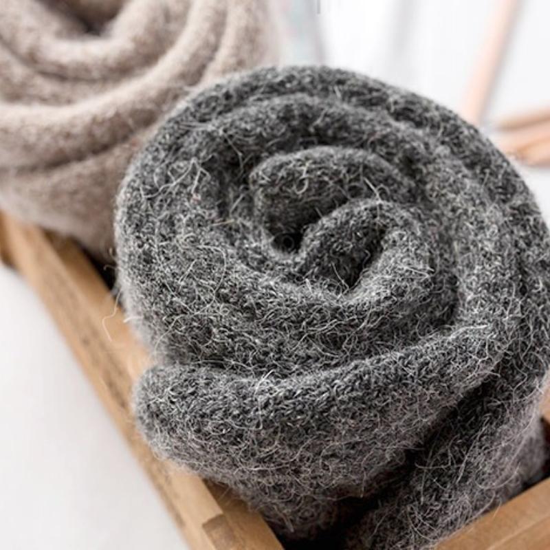 Women's Casual Thick Thermal Socks Pure Color Thickened Fleece Wool Sock