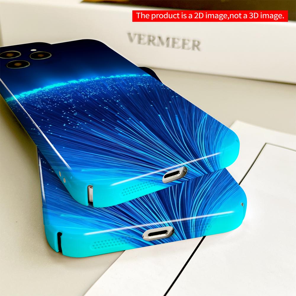 2DFlat Blue Fiber Optic Light Burst All inclusive film hard phone case, compatible with iPhone 18 Pro Max 17 16 15 14 13 12 11